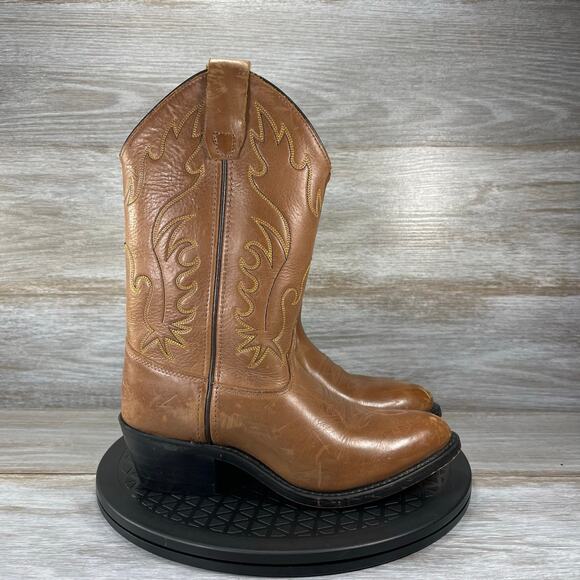 Old West Women's Brown Leather Cowboy Western Boots Size 5 D - Picture 3 of 8